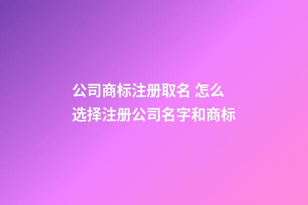 公司商标注册取名 怎么选择注册公司名字和商标-第1张-公司起名-玄机派